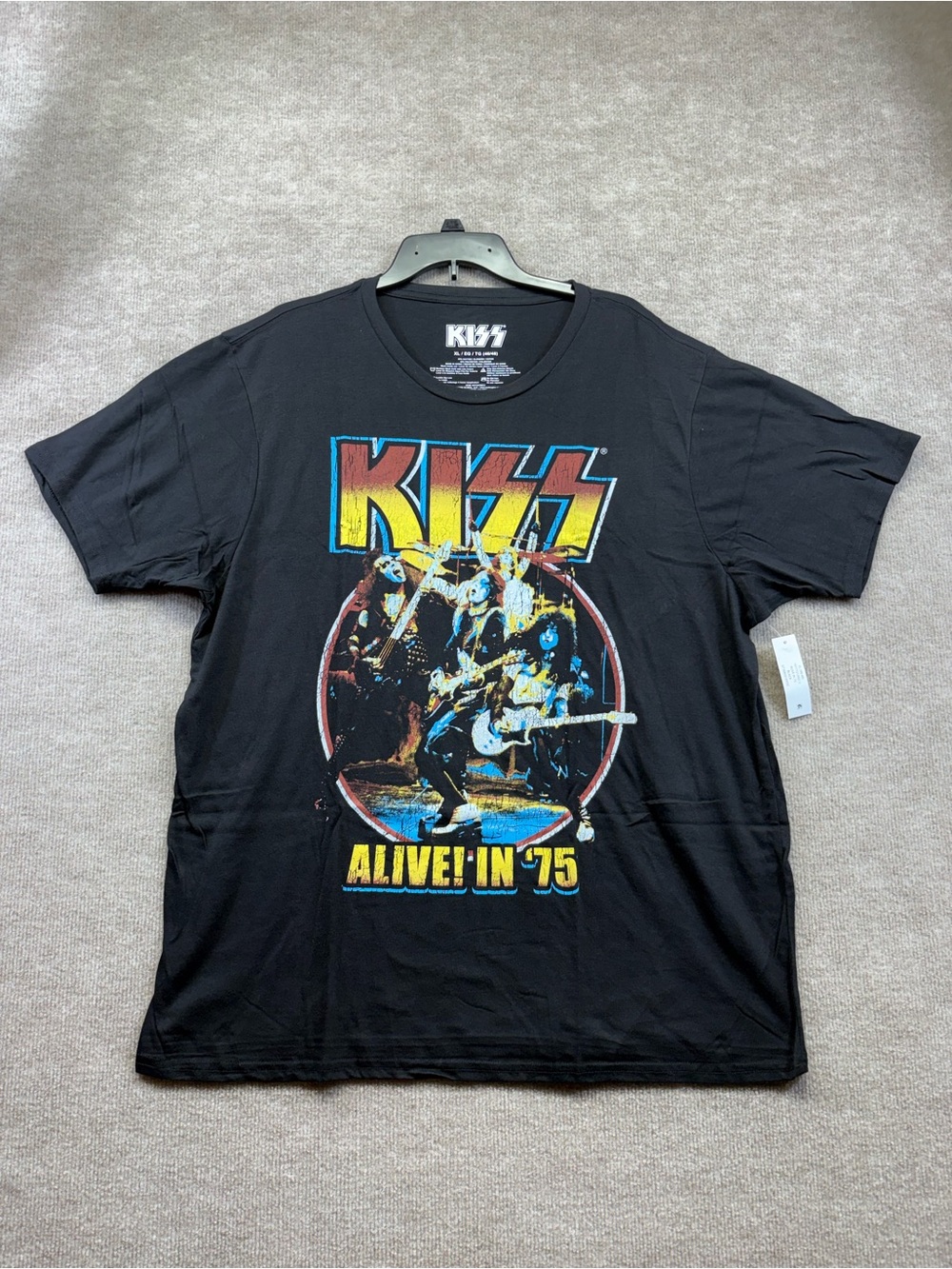 NWT KISS ALIVE IN '75 Black Graphic T-Shirt Size XL